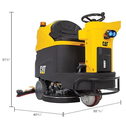 Cat® C40R Ride-On Scrubber — dimensions diagram