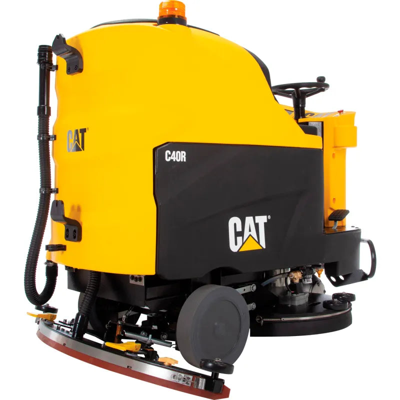 Cat® C40R Ride-On Scrubber — 40" brush deck and pad assembly