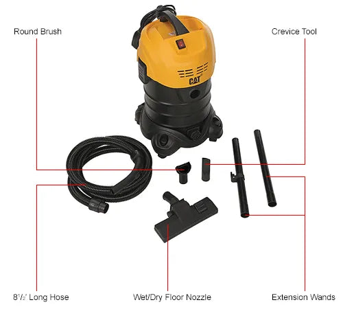 Cat 6.6 Gallon Stainless Steel Wet/Dry Vacuum | Compact Facility Maintenance 641758