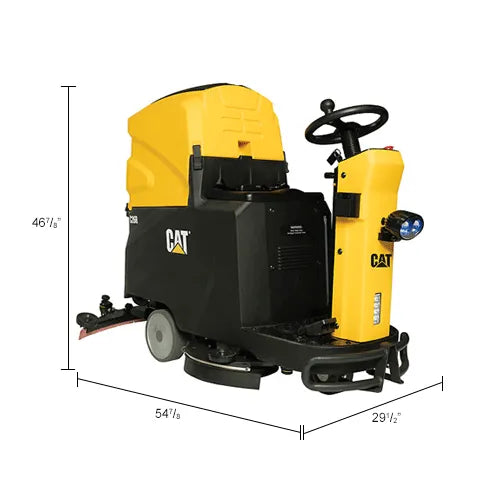 Cat® C26R Ride-On Scrubber — dimensions diagram