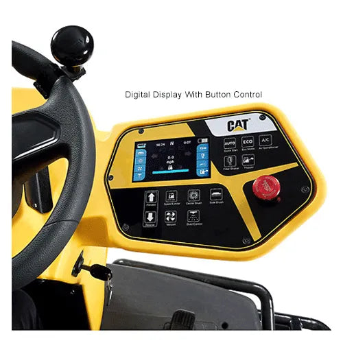 Cat® C70R Sweeper — two-view operational context