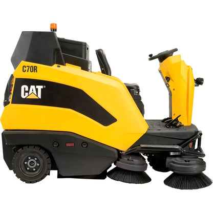 Cat® C70R Sweeper — 70" brush deck with 4 side brushes and center roller