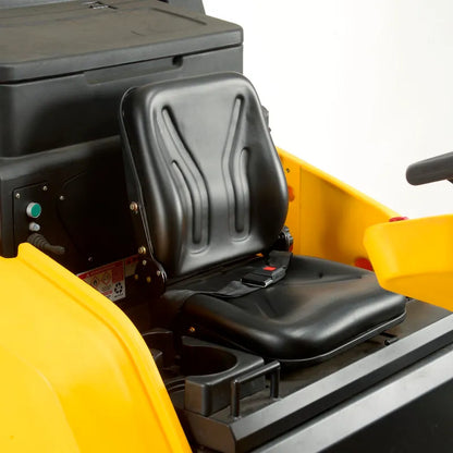 Cat® C70R Sweeper — LED headlight and seatbelt detail