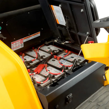 Cat® C70R Sweeper — 8-battery system and 30A charger compartment