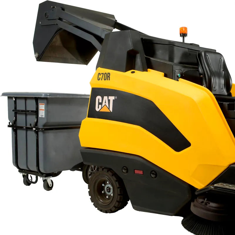 Cat® C70R Sweeper — 42.2-gallon hopper and access panel