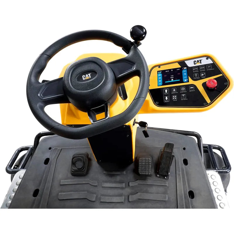 Cat® C70R Sweeper — front water mister and blue safety warning light