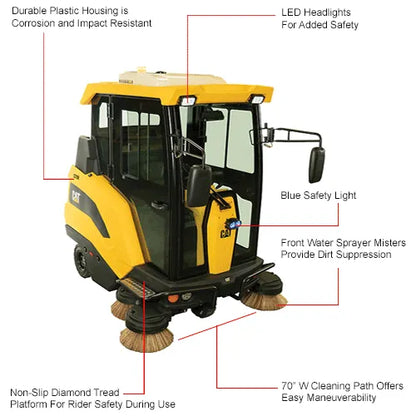 Cat® C70RX Sweeper — in-use in large commercial facility