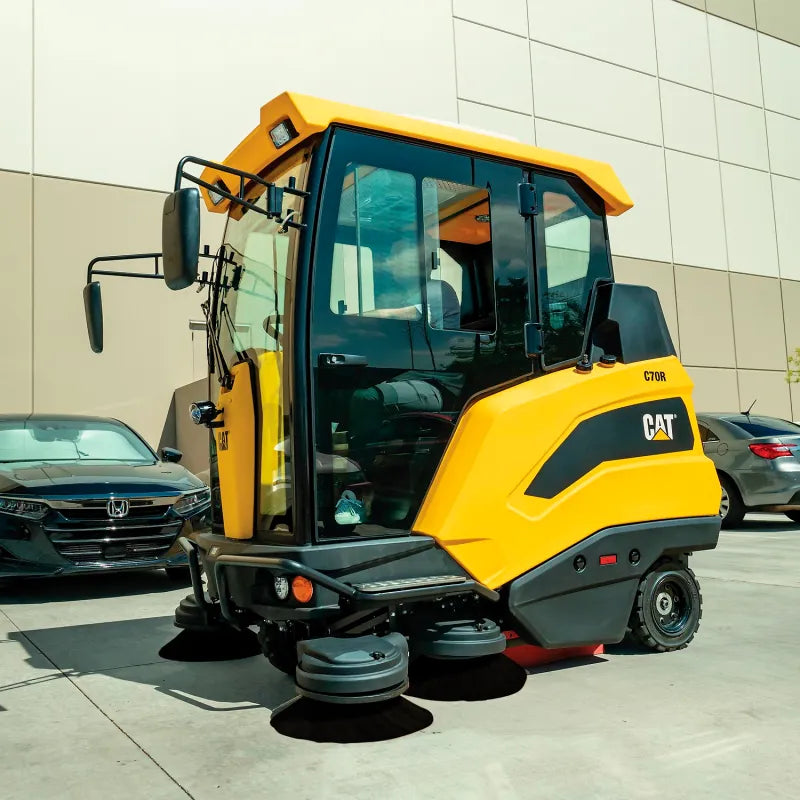 Cat® C70RX Sweeper — 42.2-gallon hopper and emptying system