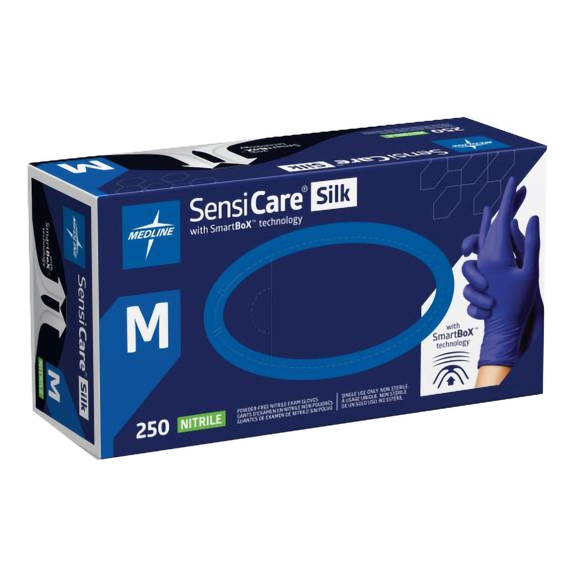 SensiCare® Silk Nitrile Exam Gloves, Dark Blue - view 2