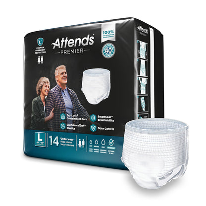 Attends® Premier Underwear, Heavy Absorbency, 44 to 58 Inch Waist/Hip
