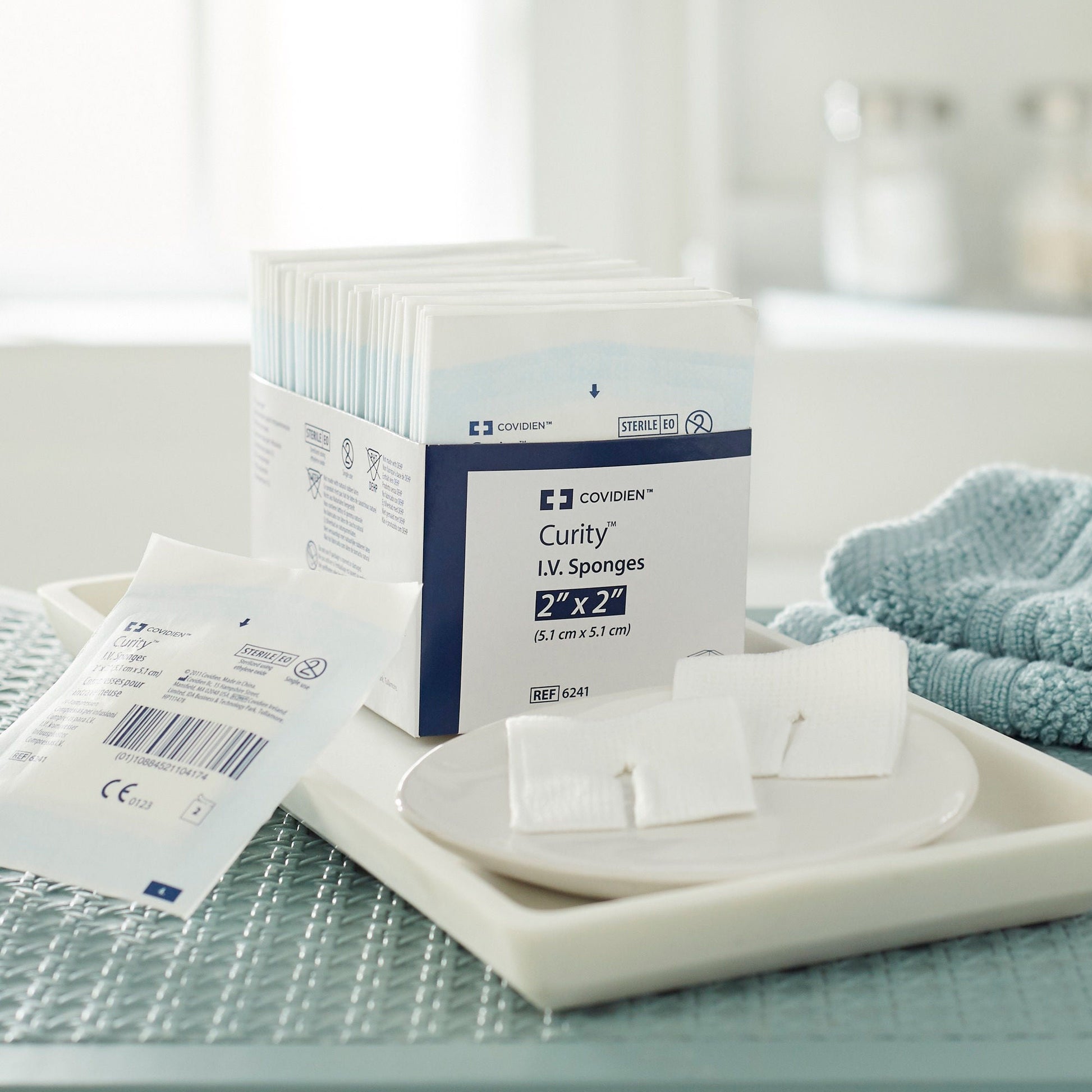 Curity™ IV / Drain Split Dressing, Six-Ply