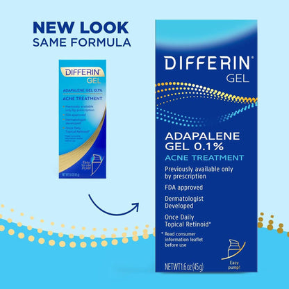 Differin® 0.1% Adapalene Gel Acne Treatment, Pump Bottle