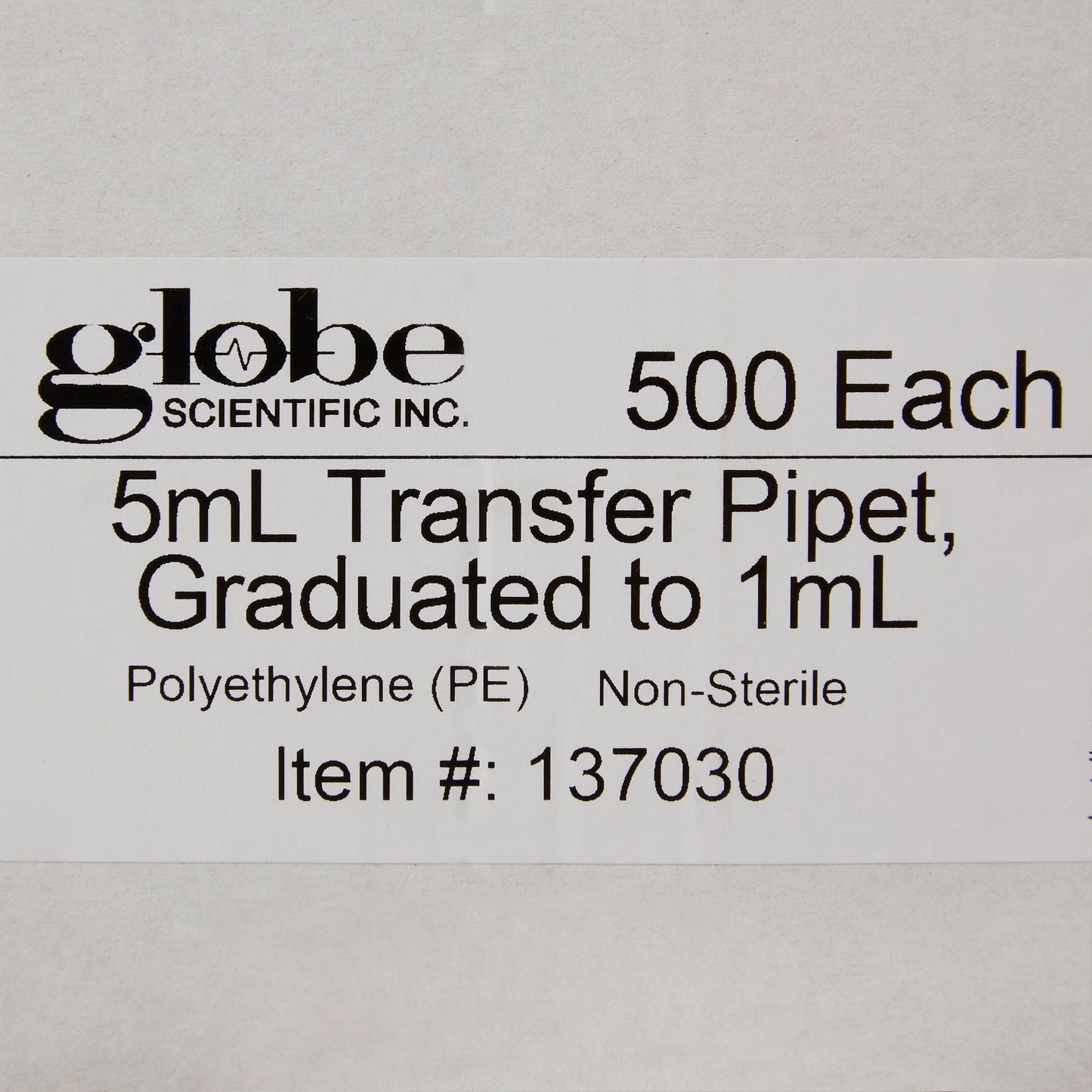 Globe Scientific Transfer Pipette, 3.4 mL Draw Volume