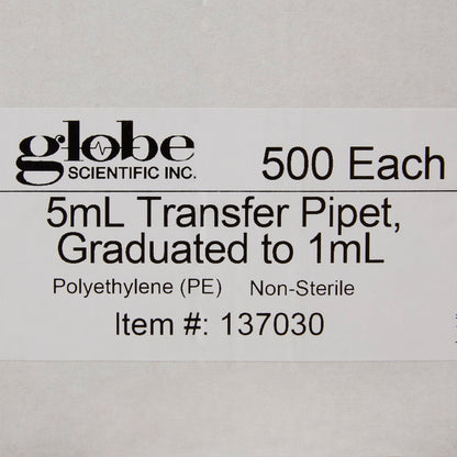 Globe Scientific Transfer Pipette, 3.4 mL Draw Volume