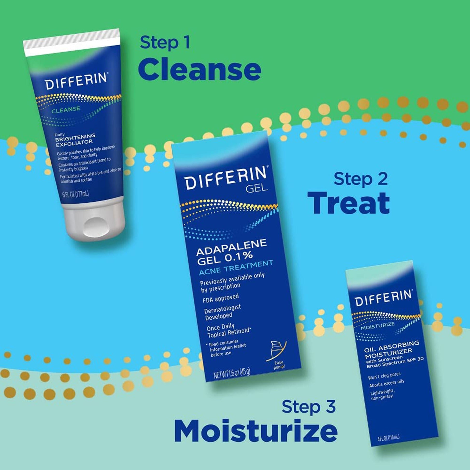 Differin® 0.1% Adapalene Gel Acne Treatment, Pump Bottle
