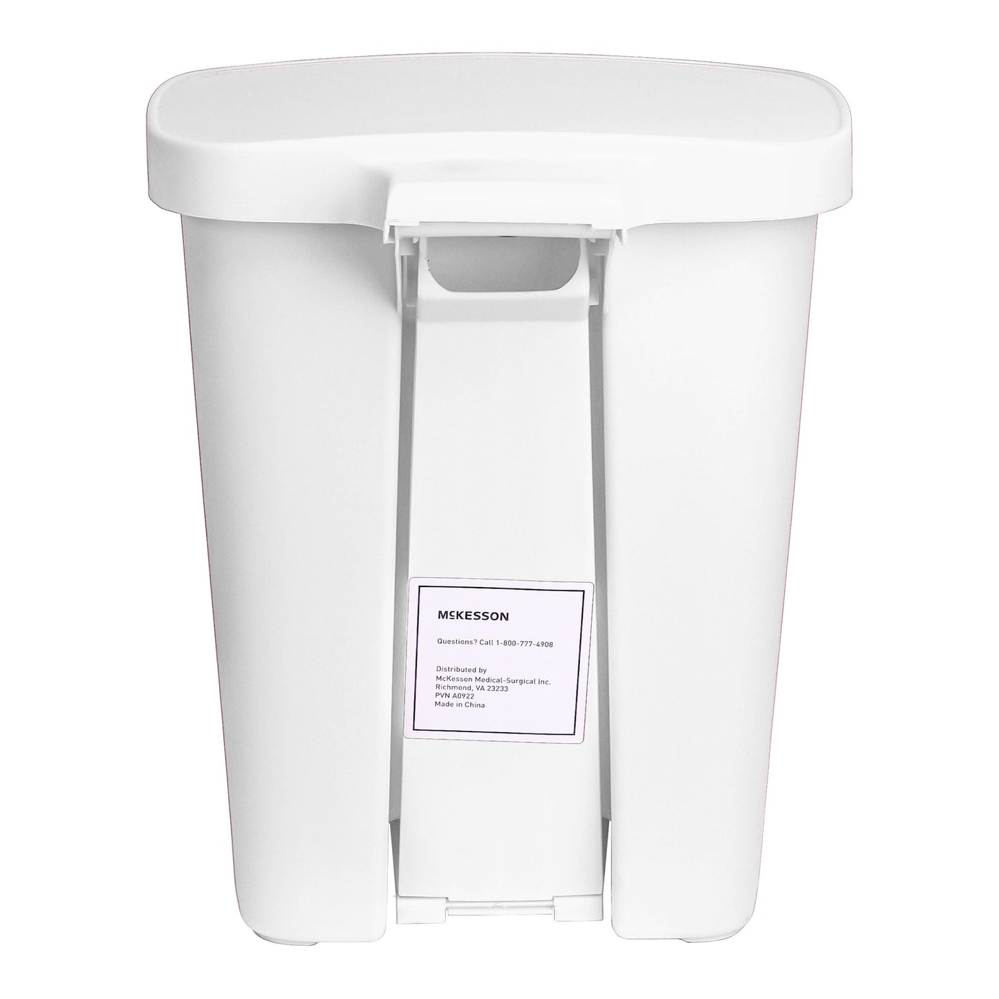 McKesson Waste Can with Step-On Pedal, Plastic, White, x 18.9 Inch