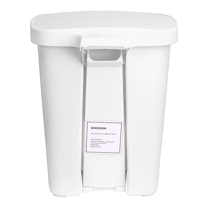McKesson Waste Can with Step-On Pedal, Plastic, White, x 18.9 Inch
