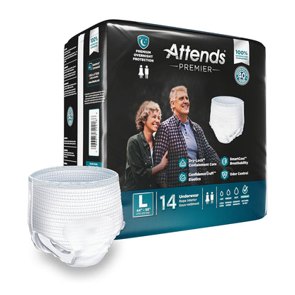 Attends® Premier Underwear, Heavy Absorbency, 44 to 58 Inch Waist/Hip