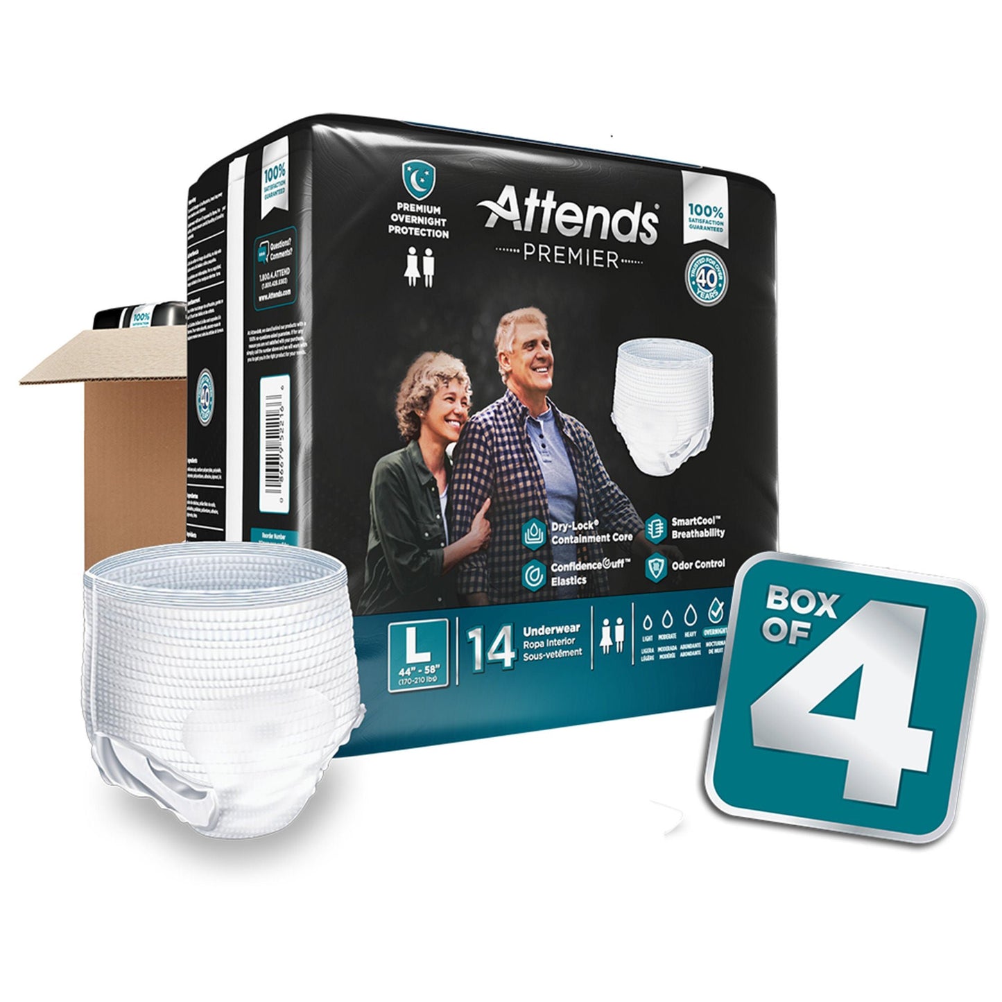 Attends® Premier Underwear, Heavy Absorbency, 44 to 58 Inch Waist/Hip