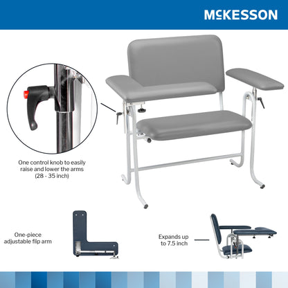 McKesson Blood Drawing Chair with one Straight Arm and one Flip Up Arm
