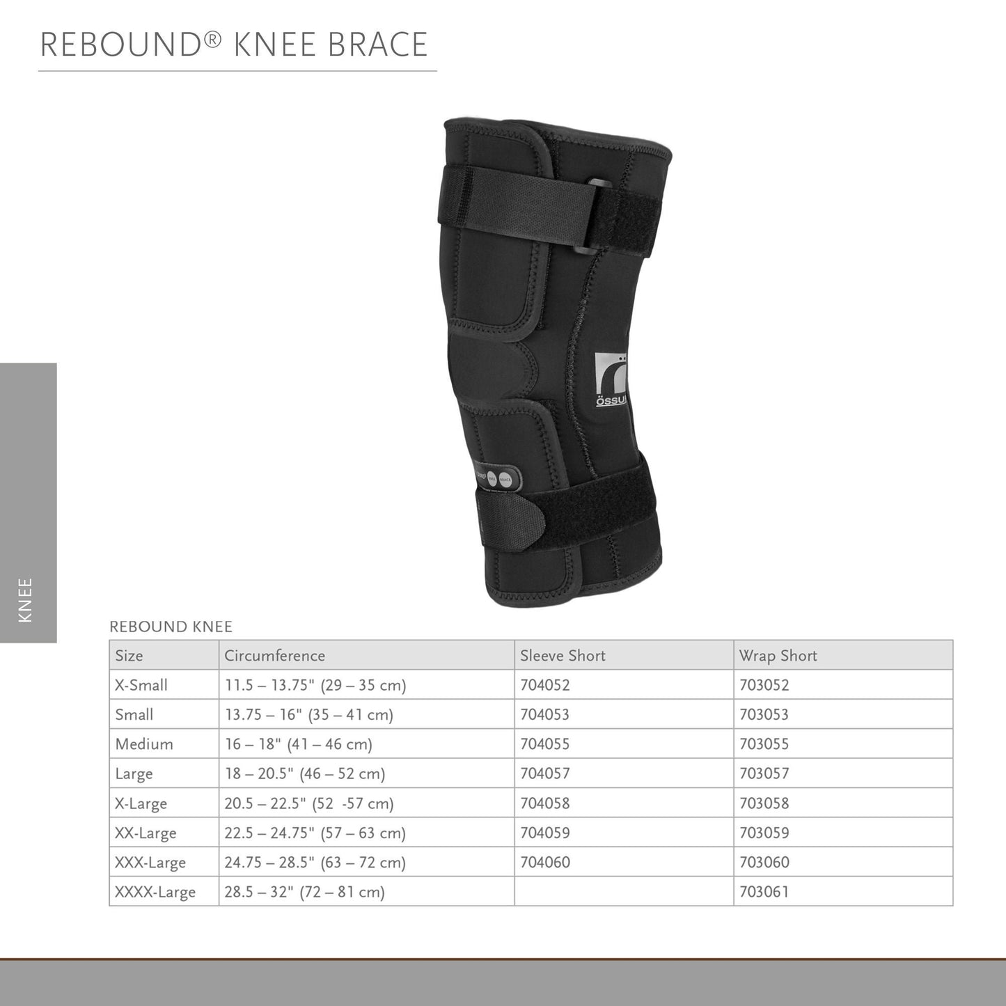 Ossur Rebound® Wraparound / Open Patella Hinged Knee Brace, Extra Large