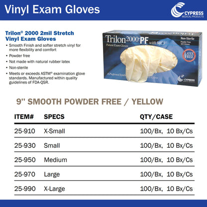 Trilon 2000® PF with MC3® Stretch Vinyl Exam Gloves, Ivory - view 4