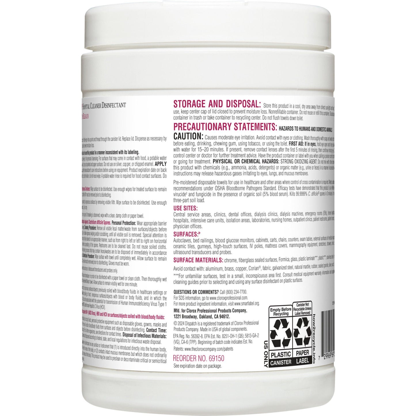 Dispatch® Surface Disinfectant Cleaner with Bleach