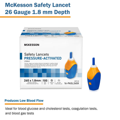 McKesson Pressure Activated Safety Lancets, Blue