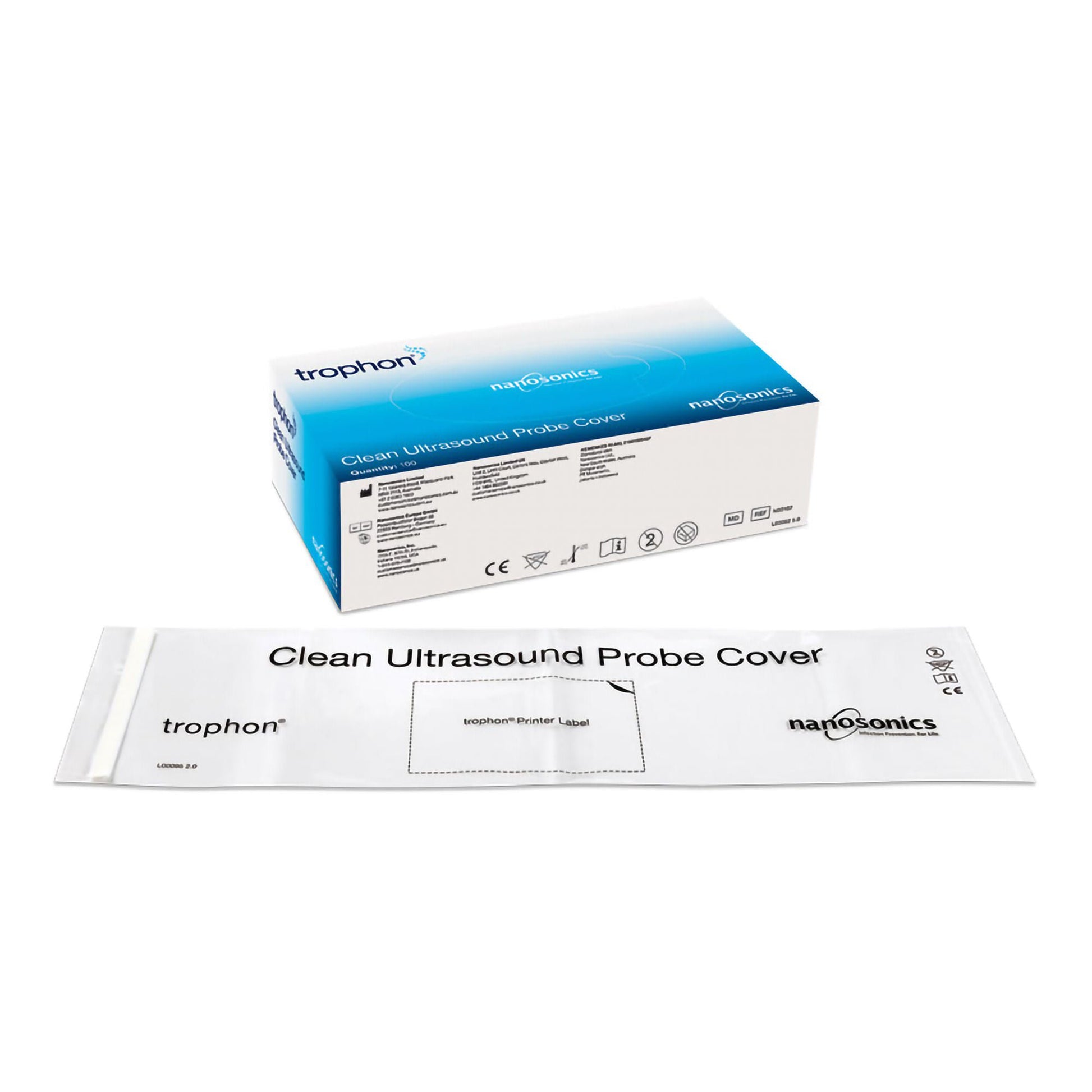 trophon Ultrasound Probe Cover Plastic Medically Clean Folded