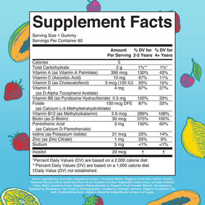 Mary Ruth's Kids Multivitamin Dietary Supplement Vitamin A / C / D / E 390 mcg - 10 mg - 3 mcg - 4 mg Strength Gummie Fruit Flavor