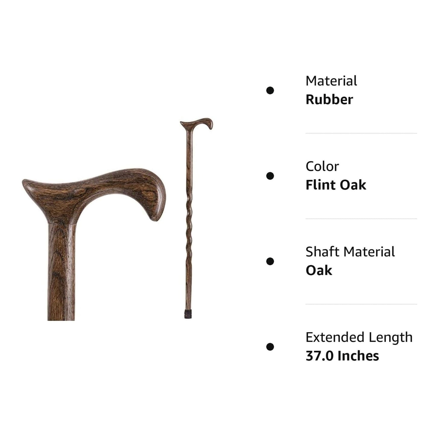 Brazos™ Twisted Oak Derby Cane, 37 Inch Height, Flint Color
