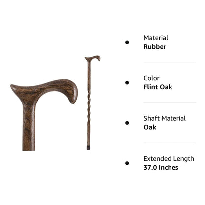 Brazos™ Twisted Oak Derby Cane, 37 Inch Height, Flint Color
