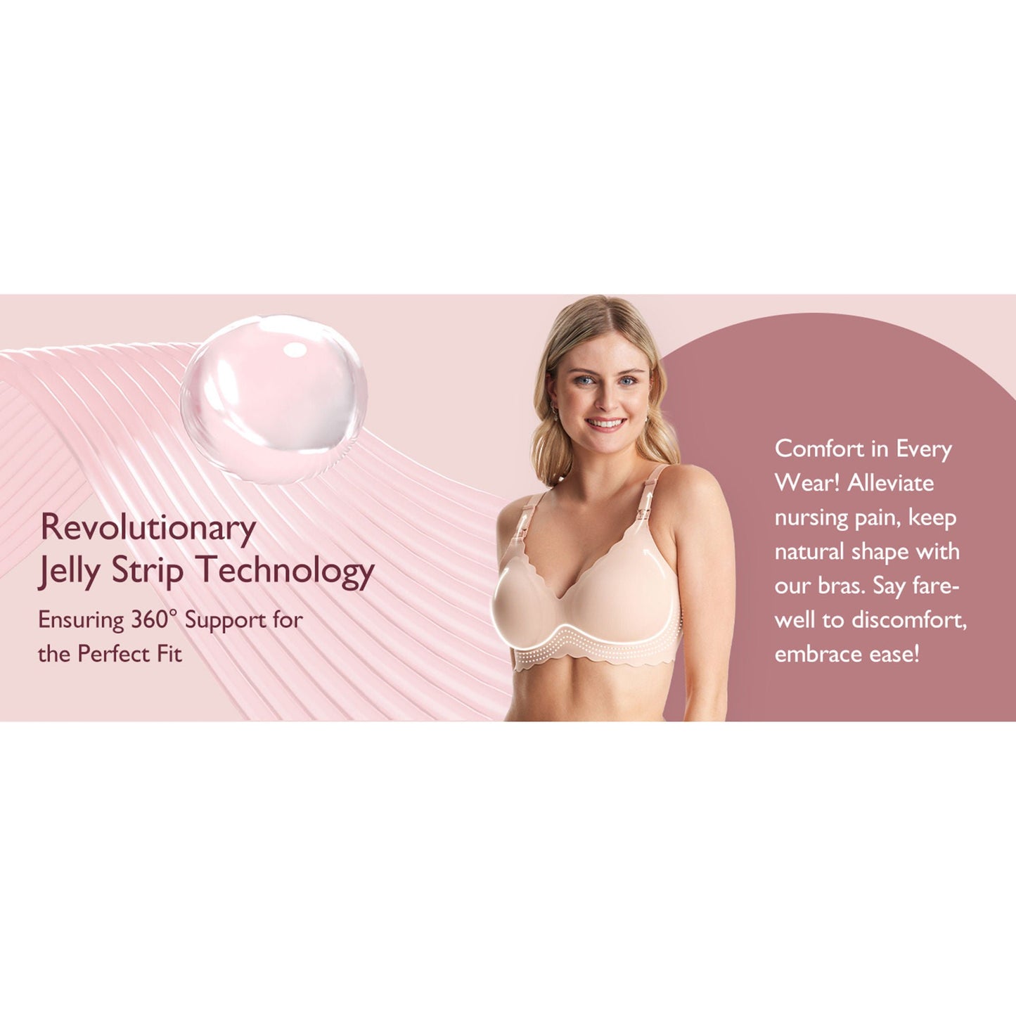 Momcozy Jelly Strip Nursing Bra 36 to 38 Inch Chest Large Beige Back Hook and Eye Closure Adjustable Shoulder Strap