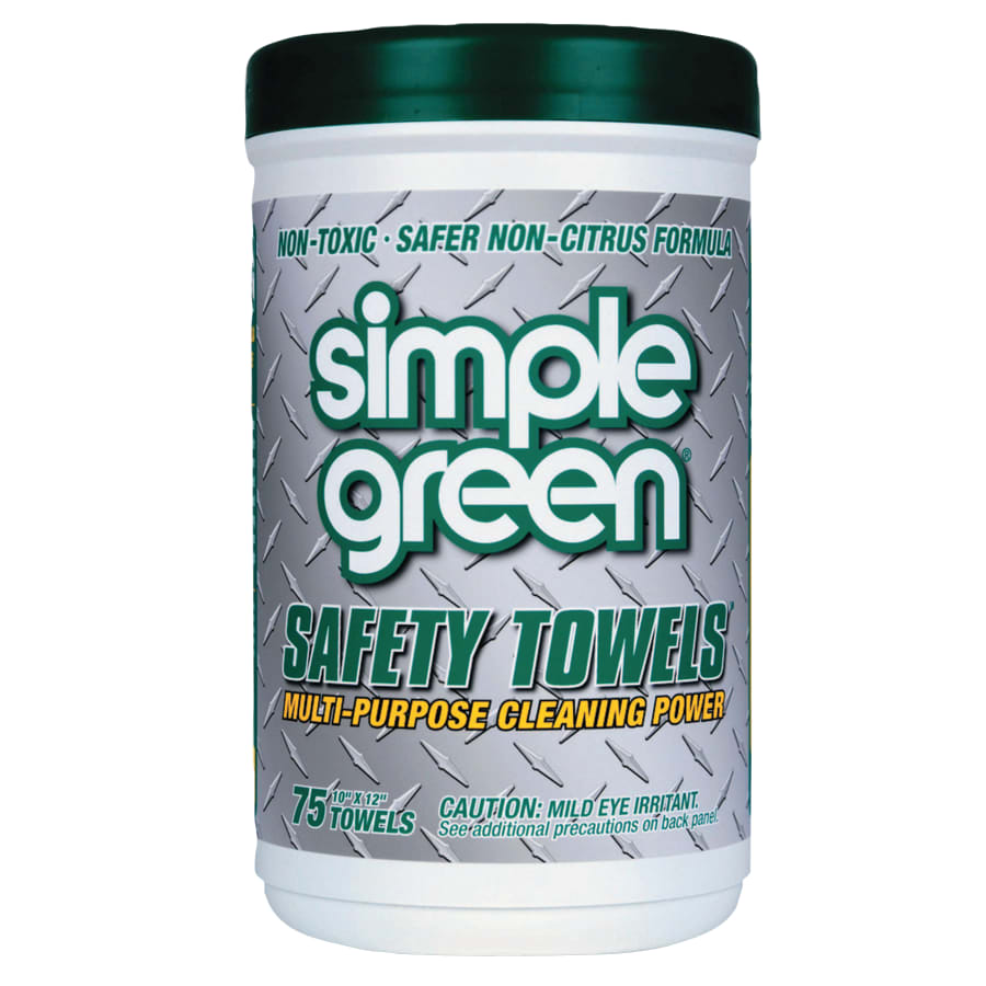 Simple Green Safety Towels, White, 10 in W x 12 in L, 75 per Canister (3810000613351)