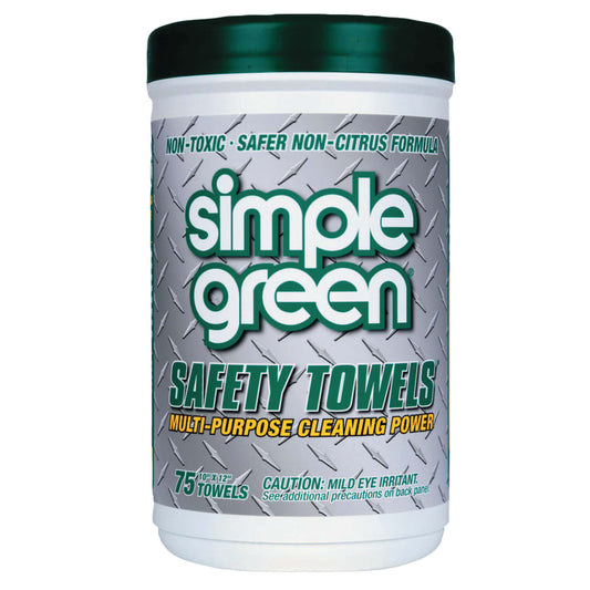 Simple Green Safety Towels, White, 10 in W x 12 in L, 75 per Canister (3810000613351)