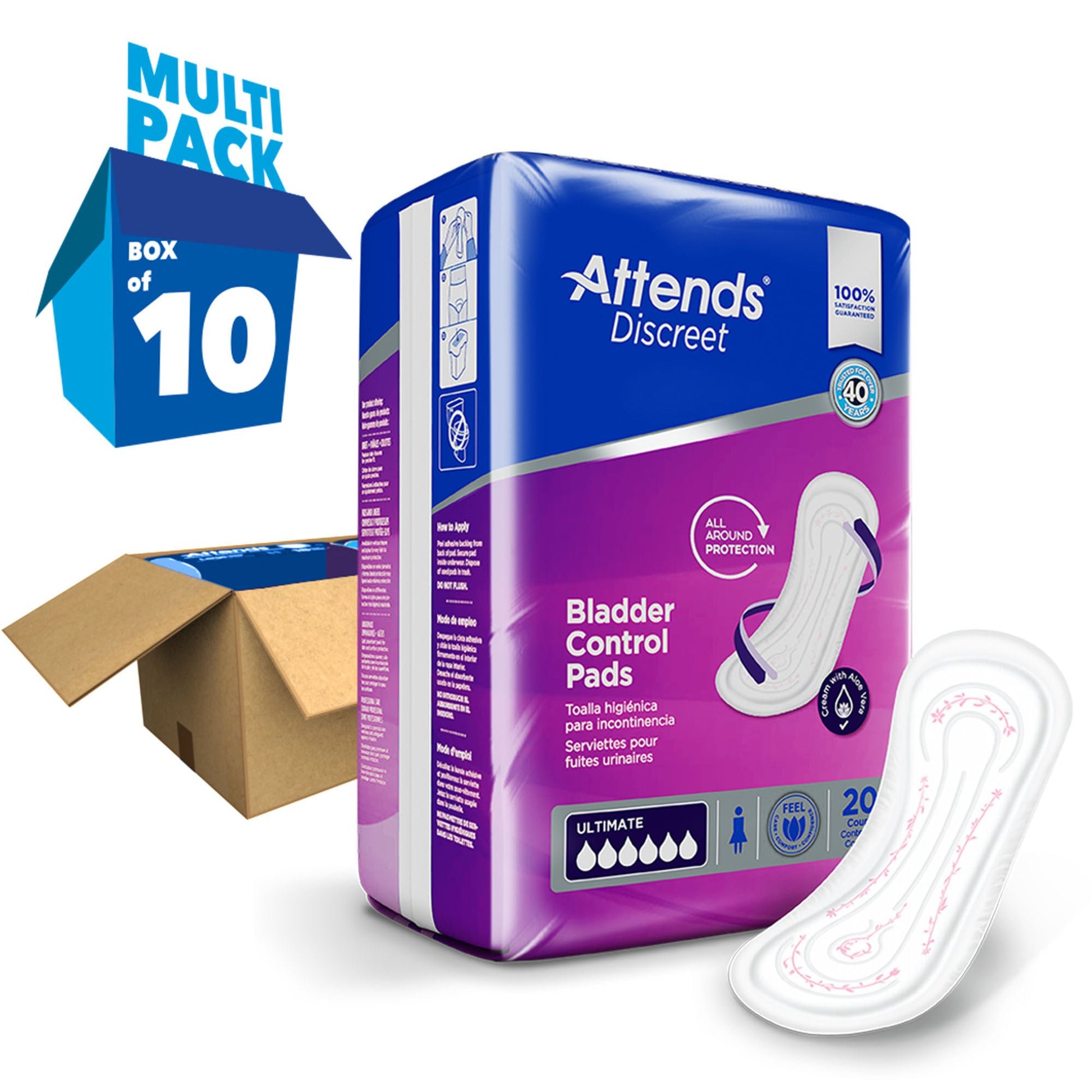 Attends® Discreet Women's Ultimate Bladder Control Pad, 15-Inch Length