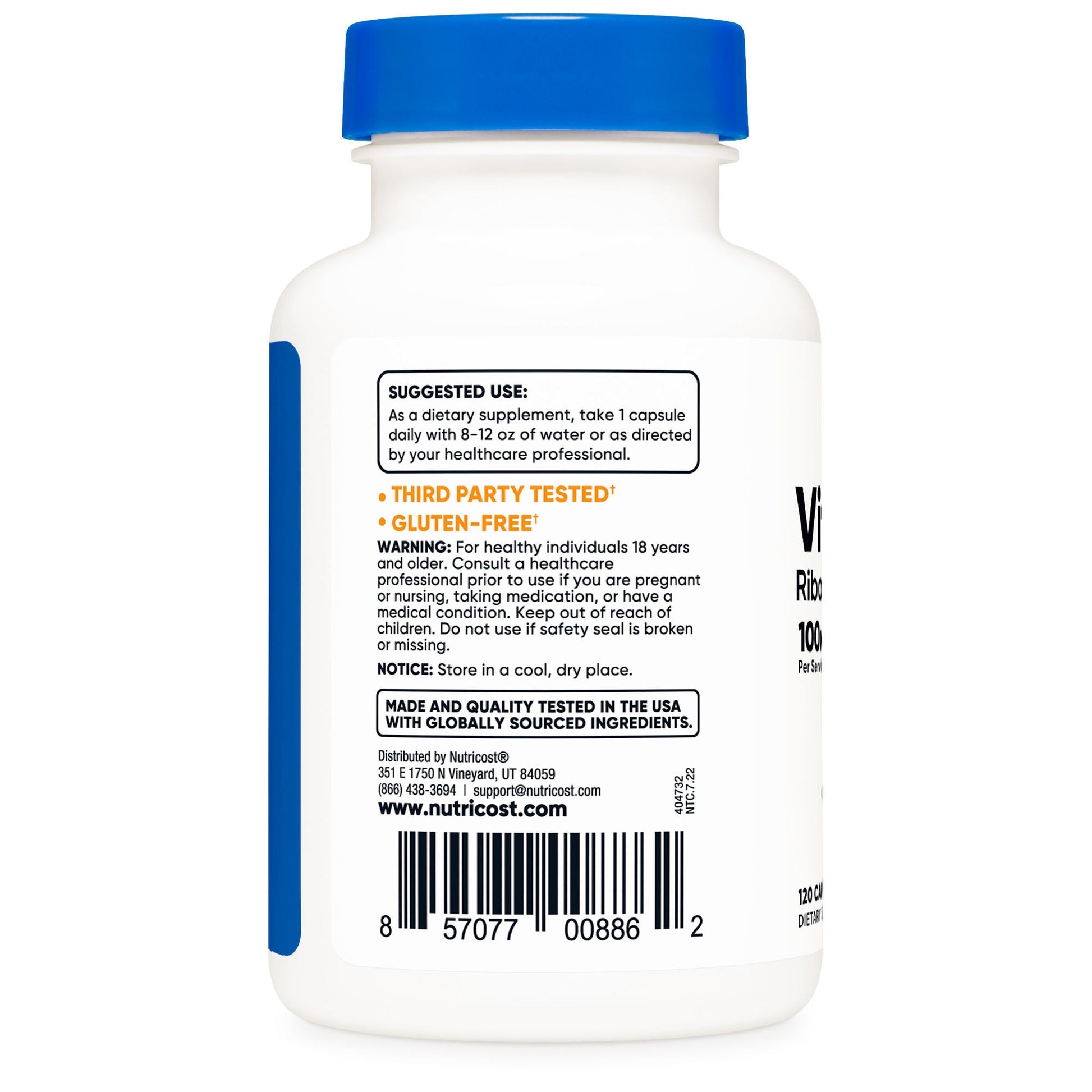 nutricost Vitamin B2 Riboflavin Dietary Supplement Vitamin B2 100 mg Strength Capsule