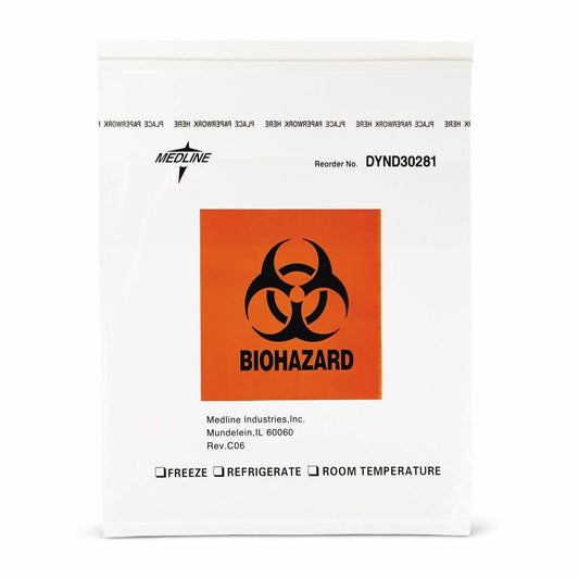 Specimen Transport Bag Zip Closure Biohazard Symbol / Storage Instructions