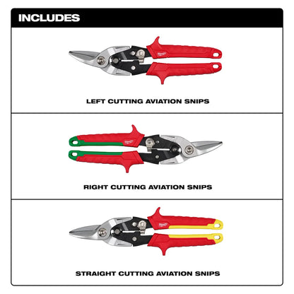 Milwaukee 3PC Aviation Snip Set 48-22-4563 | 1.5 in Blade Length, 3-Piece