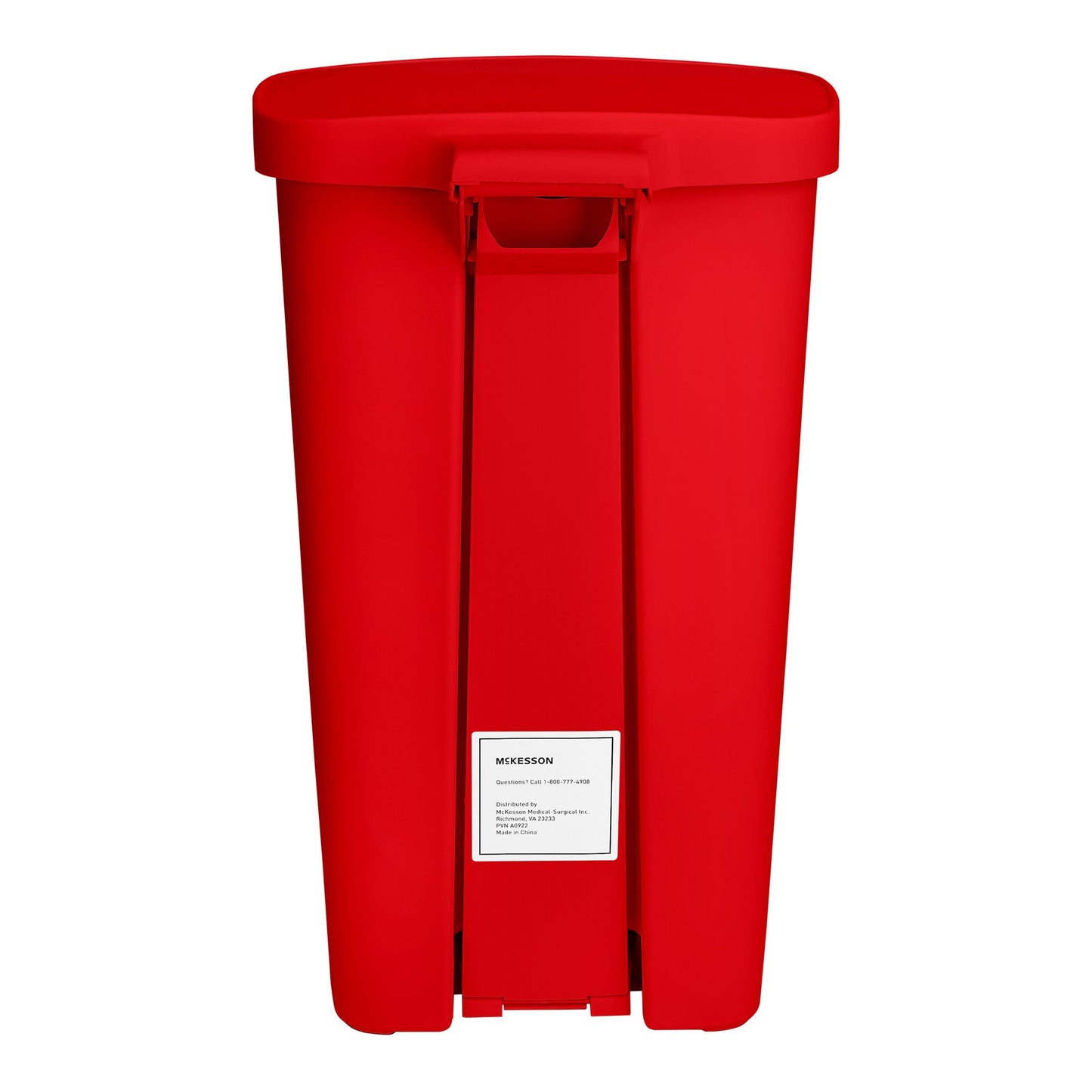 McKesson Waste Can with Step-On Pedal, Plastic, Red, x 26.57 Inch