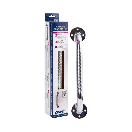 drive™ Chrome Knurled Grab Bar, 12 Inch