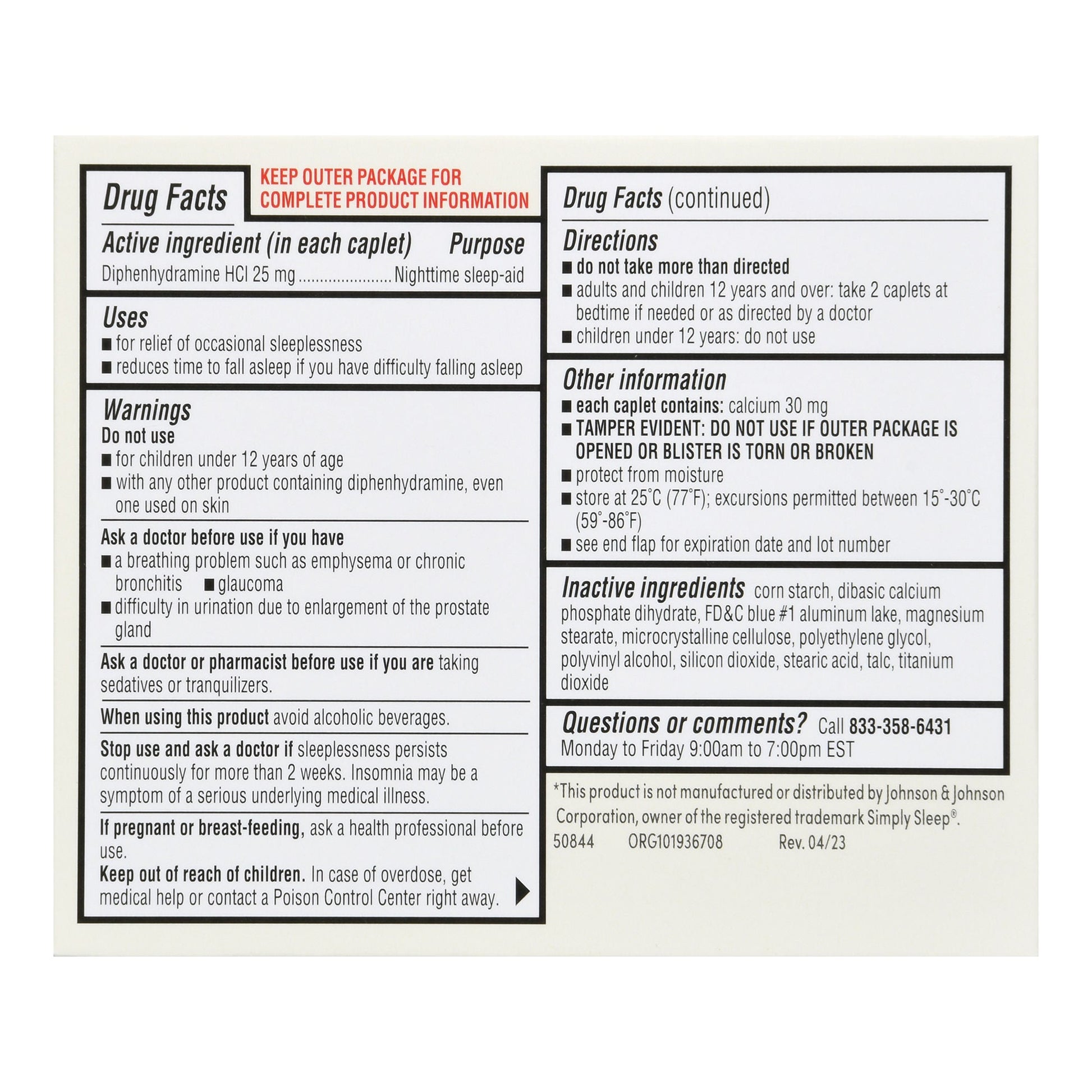 Foster & Thrive™ Nighttime Sleep-Aid Diphenhydramine HCl 25 mg Caplets