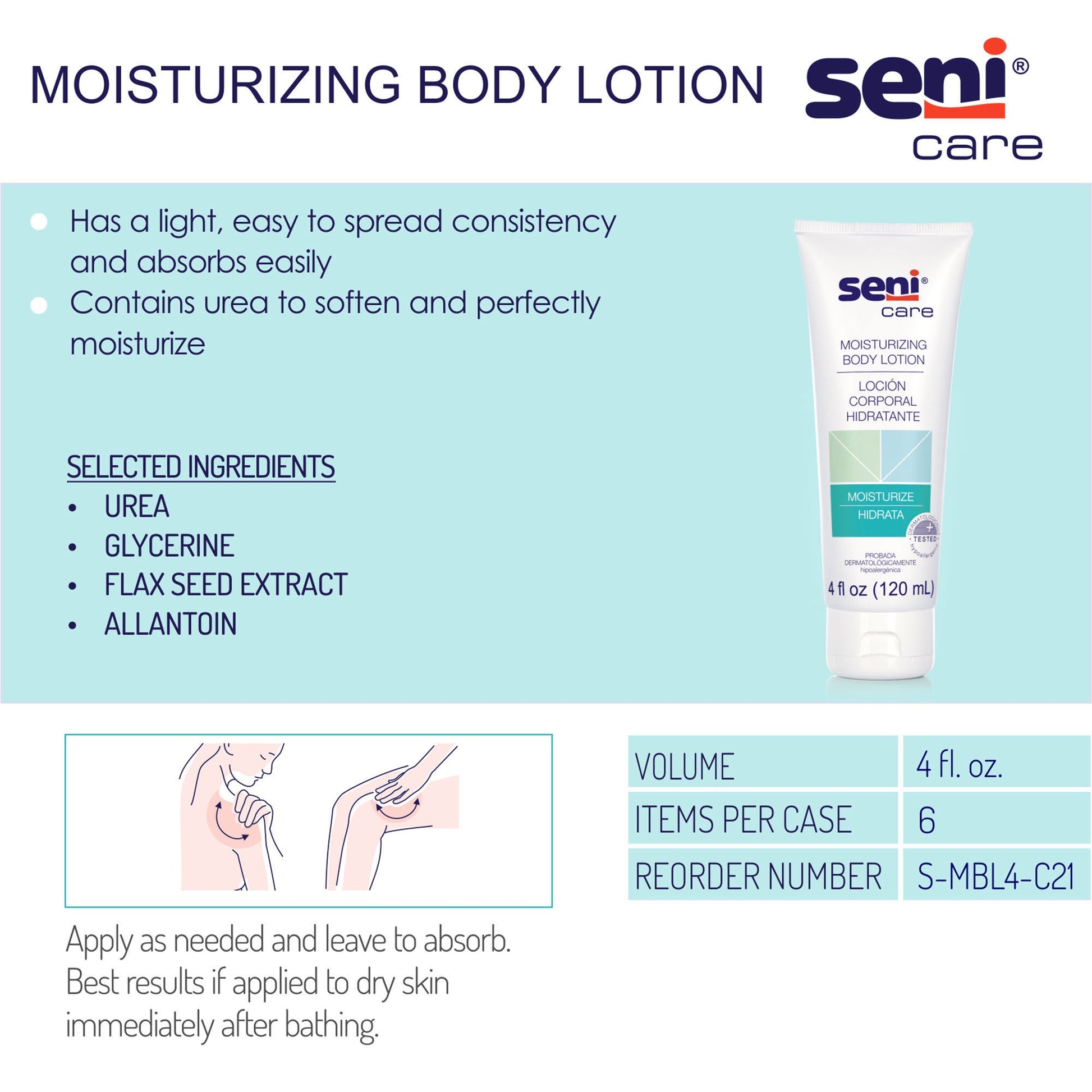 Seni® Care Moisturizing Body Lotion, tube
