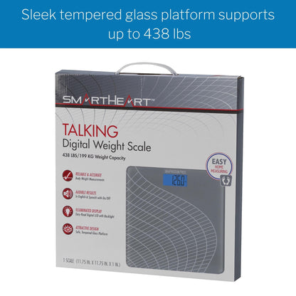 SmartHeart Talking Scale, Digital Bathroom Scale, 438 lbs Capacity