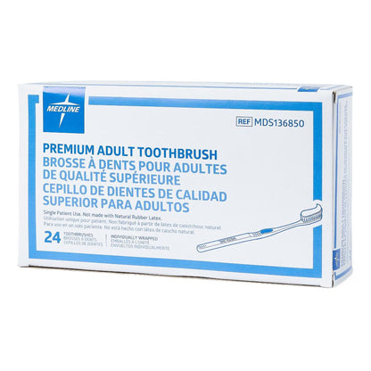 Medline Toothbrush Blue / White Adult Soft