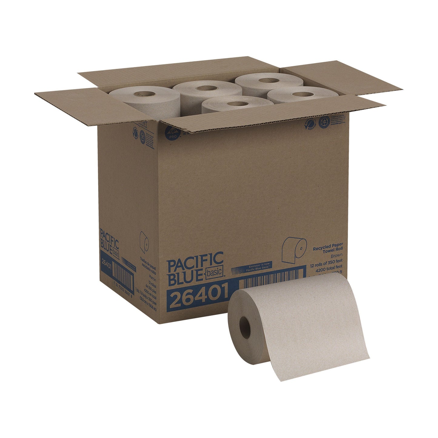 Pacific Blue Basic™ Brown Paper Towel, 7-7/ , 12 Rolls