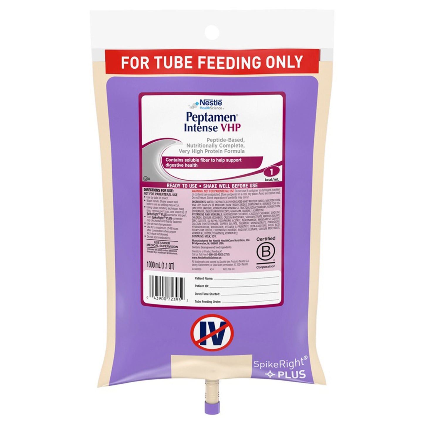 Peptamen® Intense VHP Tube Feeding Peptide-Based Formula, UltraPak® Bag