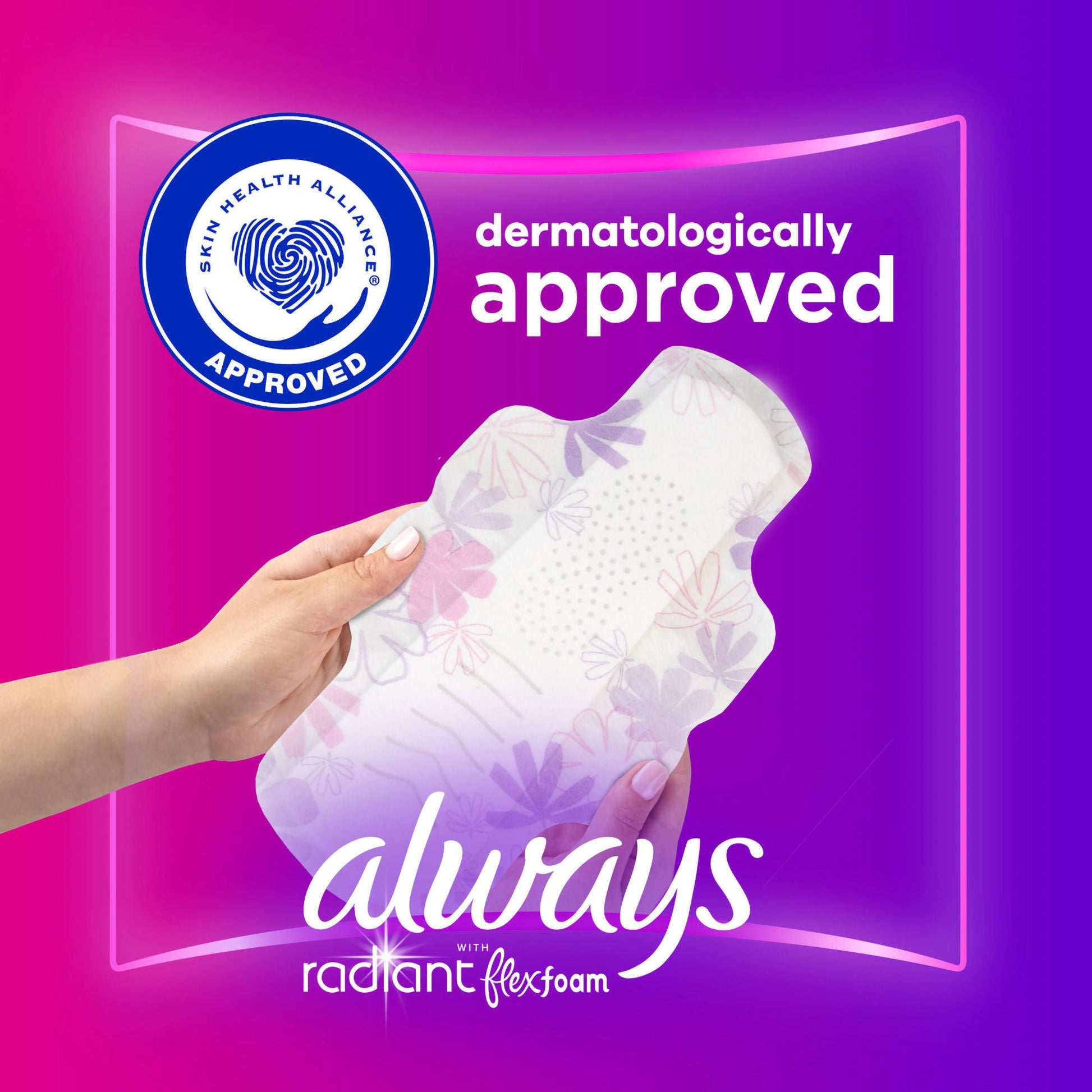 Always® Radiant Regular Pads, Size 1
