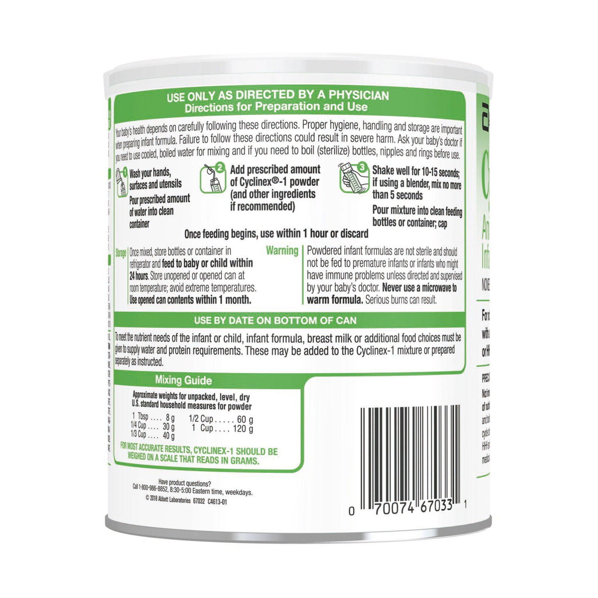 Cyclinex®-1 Amino Acid-Modified Infant Formula With Iron, can