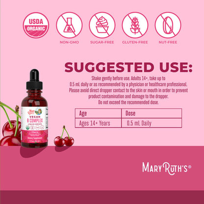 Mary Ruth's® Vegan B-Complex Drops, B Vitamins in Liquid Form
